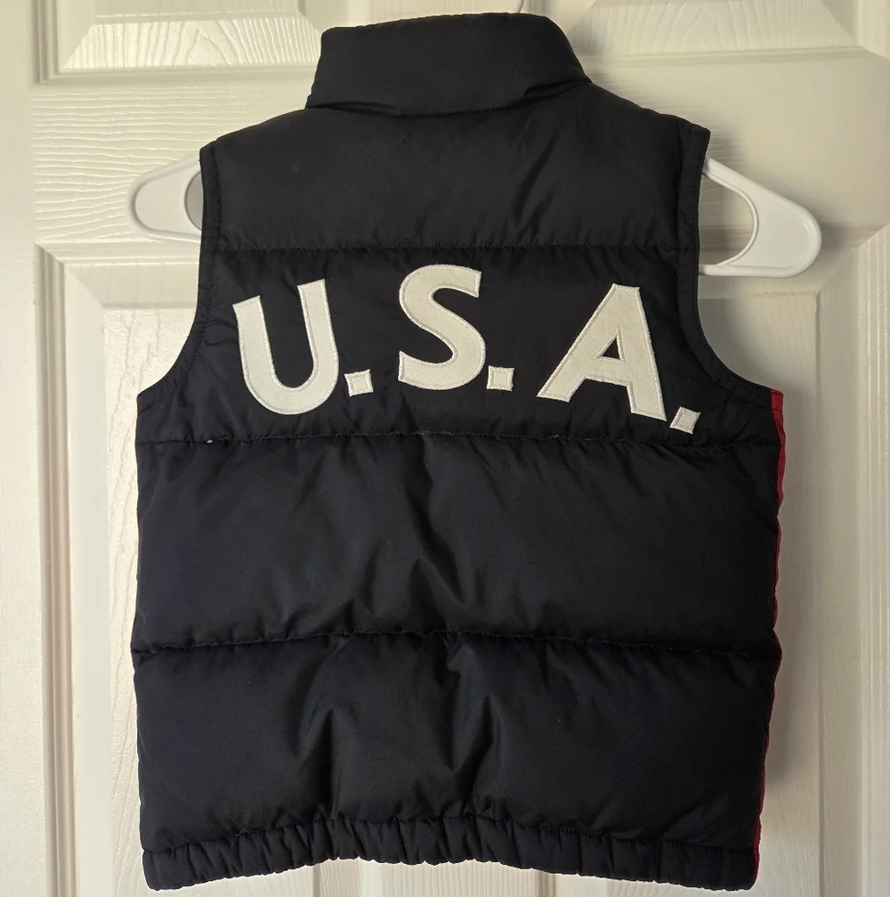 Polo Ralph Lauren Boys Puffer Vest Size 5 Big Pony USA Winter Event